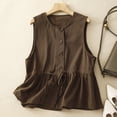 thumbnail image 3 of SXCXLSA Women's Tiered Ruffle Cotton Vest, Sleeveless Crewneck Fashion Top, Loose Fit Designer Style Waistcoat, 3 of 3