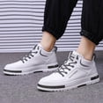 thumbnail image 2 of HEWUQI Men's Leather Basketball Shoes Lightweight Walking High Top Sneakers Breathable Non Slip Casual Style for Athletic Travel Daily Wear White Size 10, 2 of 5