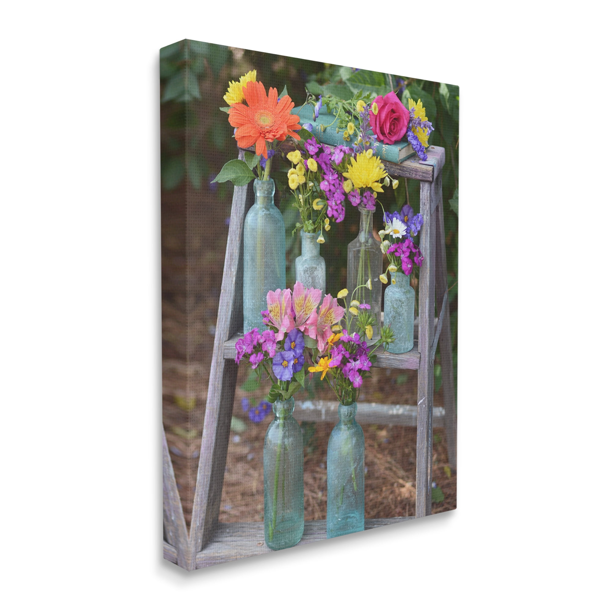 Stupell Industries Country Flower Jars Botanical & Floral Photography Gallery Wrapped Canvas Art Print Wall Art, 24 x 30