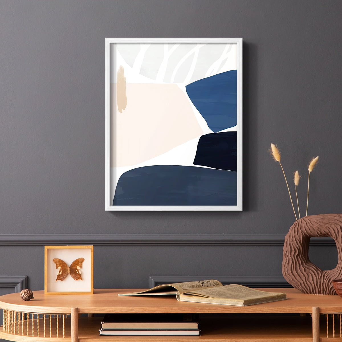 Denim and Sand II Framed Print in White Solid Wood Framed Print No Nail Hanging