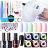 Gellen Gel Nail Polish Starter Kit, Gel Polish 6 Colors Sweet Candy with 54W UV Light, Soak Off Nail Gel Polish Set with Base Top Coat Manicure Tools, Nail Art Gift for Girls