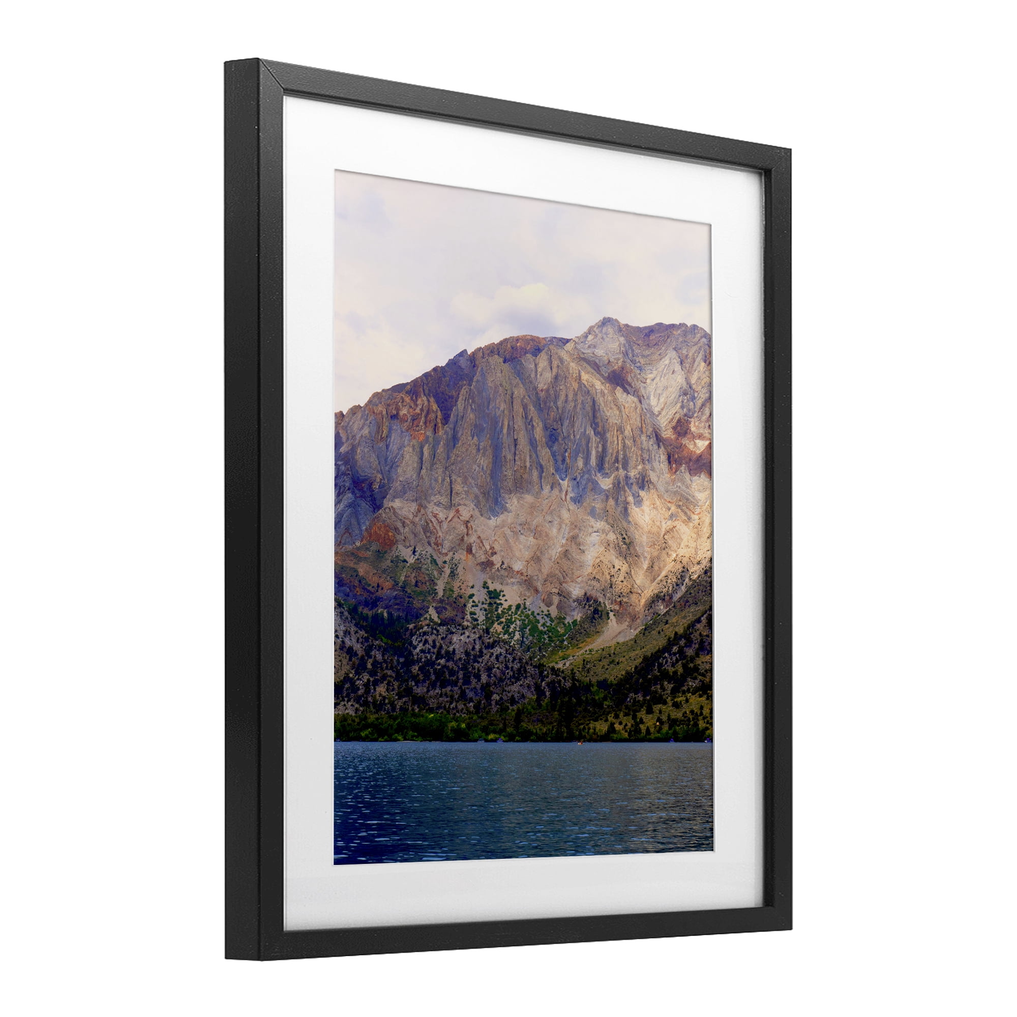 Stupell Industries Serene Lake Beneath Mountains Black Framed Print Under Glass, design by Gemma Bardot