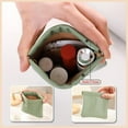 thumbnail image 6 of JUMNUYCUH Snap Closure Leather Organizer Pouch, Portable Waterproof No Zipper Self-Closing Mini Makeup Bag, Small Travel Storage Bag for Cosmetics Headphones Jewelry, Pouches for Purse, Orange, 6 of 9