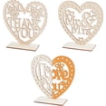 thumbnail image 2 of 3pcs Wooden Table Decorations Unfinished Wood Hanging Ornaments Heart Shape Mr & Mrs Wooden Sign Thank You I Love You Display Stand for Home Decor Wedding Table 5.9inch, 2 of 5