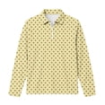 thumbnail image 4 of hotojiny Girls Long Sleeve Shirt Half Zip Collar Polka Dot Print Casual Loose Pullover Sports Top for Fall Winter(Yellow,14-15 Years), 4 of 7