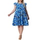 thumbnail image 5 of Vestido Boho de Talla Grande para Mujeres Agnes Orinda con Estampado Floral, Volantes en Capas, Mangas de Mariposa, Cuello Redondo, Vestido de Verano Babydoll 2X Azul, 5 of 8