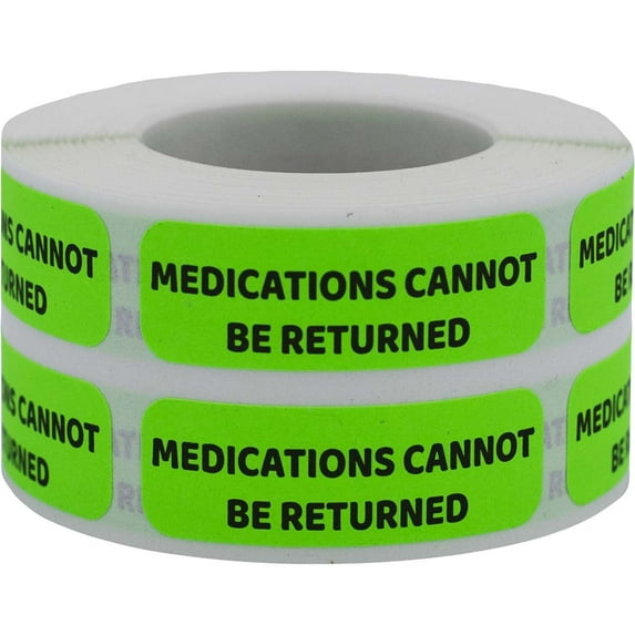 Labels - Medications Cannot Be Returned Healthcare | 0.5 x 1.5" - 500 Pack
