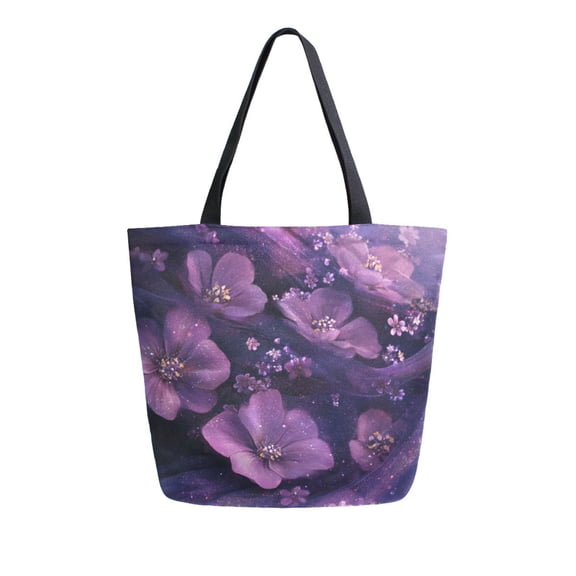 DIXRUYEE Tote Bag Women Weekender Travel Bag Shoulder Handbag Dreamy Purple Petals Printed