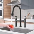 thumbnail image 2 of Double Handle Bridge Kitchen Faucet With Pull-Down Spray Head, 2 of 9