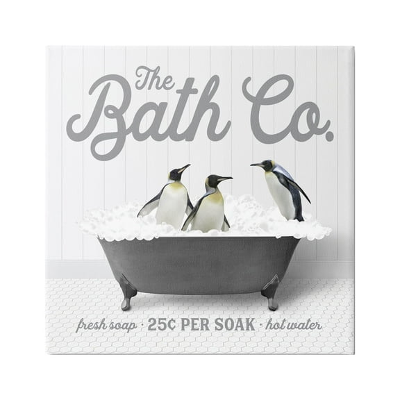 Stupell Industries Bubble Bath Penguins Animals & Insects Painting Gallery Wrapped Canvas Print Wall Art, 17 x 17