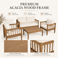 thumbnail image 3 of 4-Piece Acacia Wood Patio Furniture Set, Outdoor Patio Conversation Set with Coffee Table, Loveseat and 2 Club Chairs, Deep Seating Outdoor Furniture with 4-Inch Cushions for Backyard Porch Balcony, 3 of 7