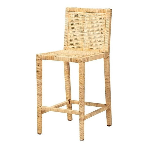 Bowery Hill 26.2" Contemporary Wicker / Rattan Counter Stool in Natural