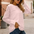 thumbnail image 3 of Blusa de gasa con manga larga y cuello redondo para mujer, para oficina, hogar y trabajo, 3 of 6