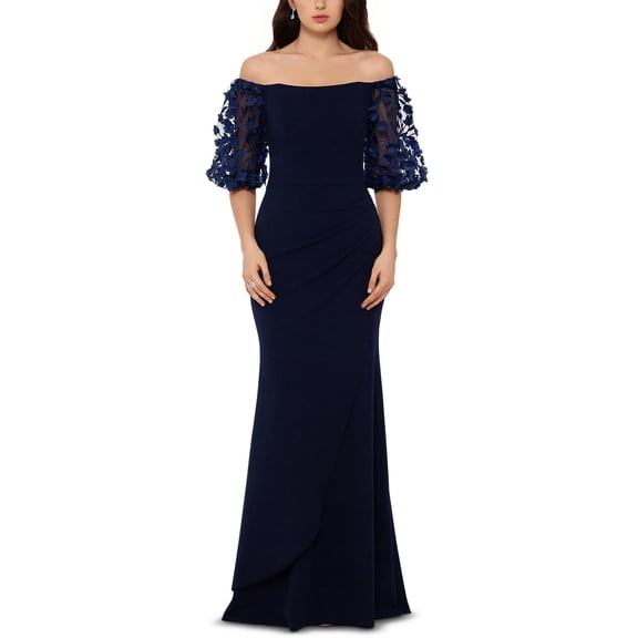Xscape Womens Off-The-Shoulder Long Evening Dress