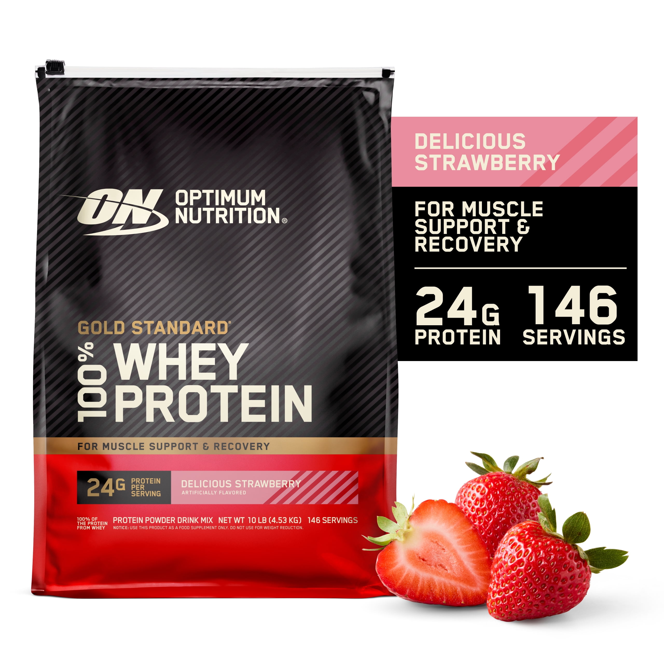 Optimum Nutrition, Whey Protein Powder, 10 LB, Extreme Milk