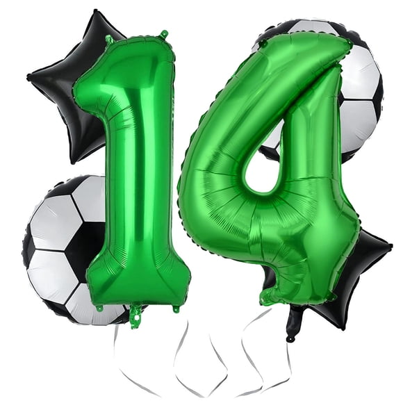 Globos de fútbol hzqruqh para fiesta de 14.º cumpleaños, 32 pulgadas