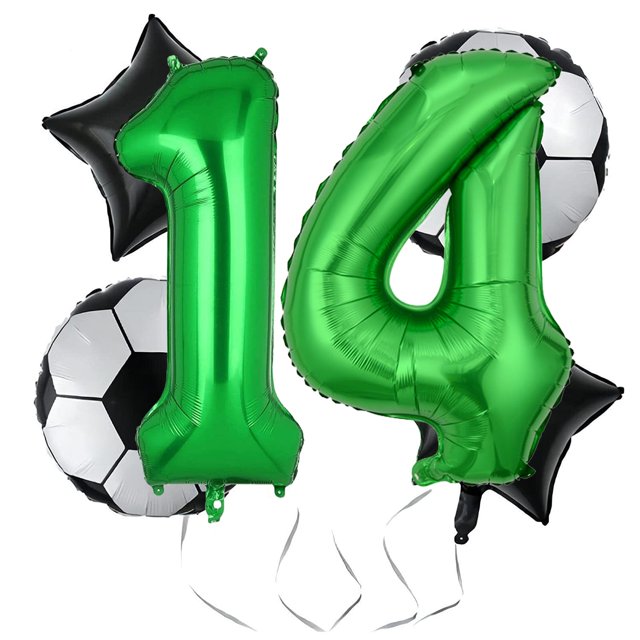 Globos de fútbol hzqruqh para fiesta de 14.º cumpleaños, 32 pulgadas