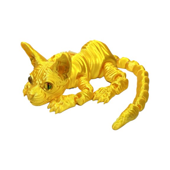 BAELLERT 3D Printed Hairless Cat Figurine Movable Joints Sphynx Cat Figure Articulated Animal Model Toy Home Office Bookshelf Desktop Decoration Ornament