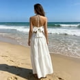 thumbnail image 4 of Women's V-neck sleeveless summer maxi dress - Lightweight Halter Neck Summer Dress with A-Line Silhouette, 4 of 8