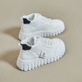 thumbnail image 4 of Dakaela Women's Platform Sneakers High Top Canvas Shoes Lace up Casual Walking Tennis Shoe White 6, 4 of 7