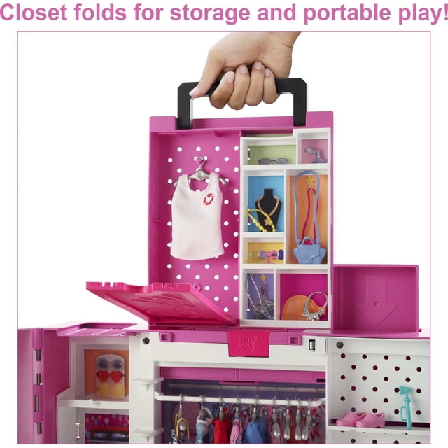 Barbie Dream Closet Playset, 2+ Ft. Wide, 15+ Storage Areas, Mirror, Hamper Chute and More, 35+ Outfit & Accessory Pieces for 400+ Looks, Ages 3 & Up Barbie -