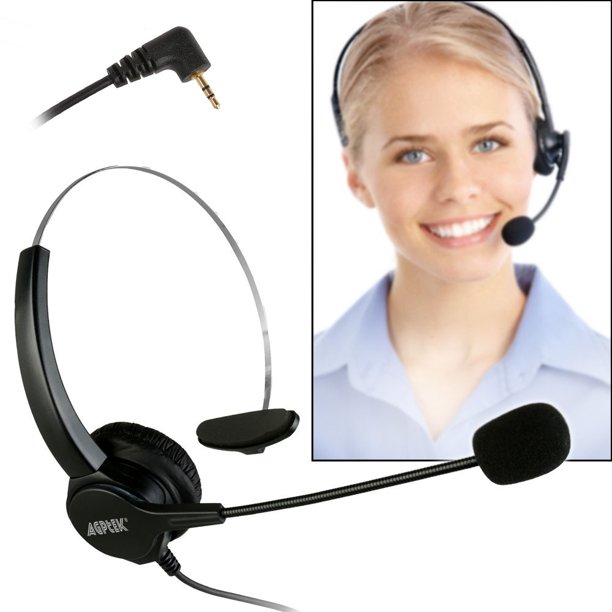 WADEO 2.5mm Headset for Desk Phones, 6FT HandsFree Noise Cancelling