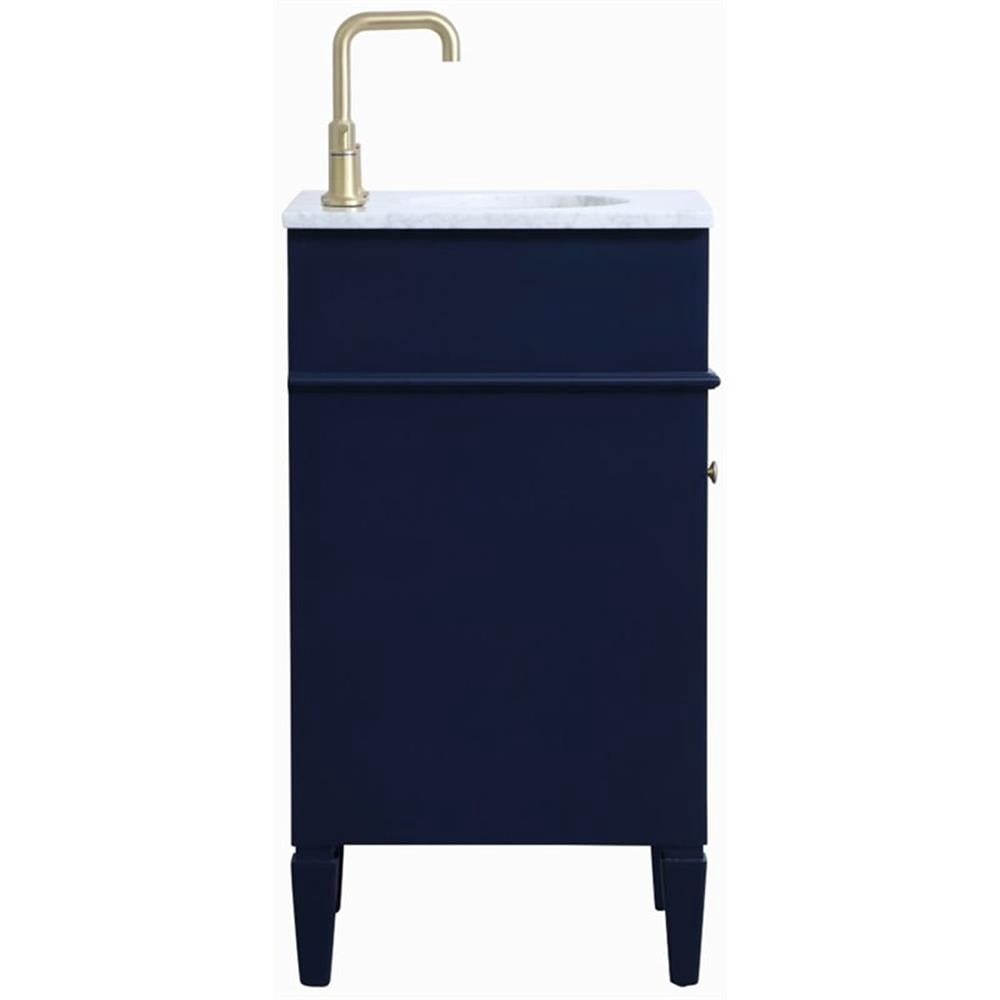 Pemberly Row Modern 18" Single Marble Top Bathroom Vanity in Blue