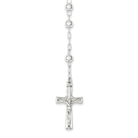 Sterling Silver Polished Rosary Necklace