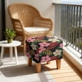 thumbnail image 3 of Jiueut Hibiscus Palm Leaf Print Ottoman Slipcover, Jacquard Polyester Stretch Fabric Square Folding Storage Stool Ottoman Cover Furniture Protector for Indoor Living Room, 3 of 7