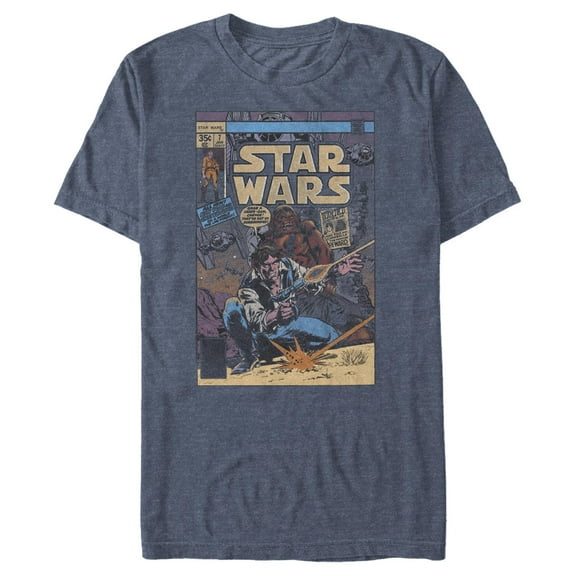 Men's Star Wars: A New Hope Chewbacca and Han Solo Comic Book Cover  Graphic T-Shirt