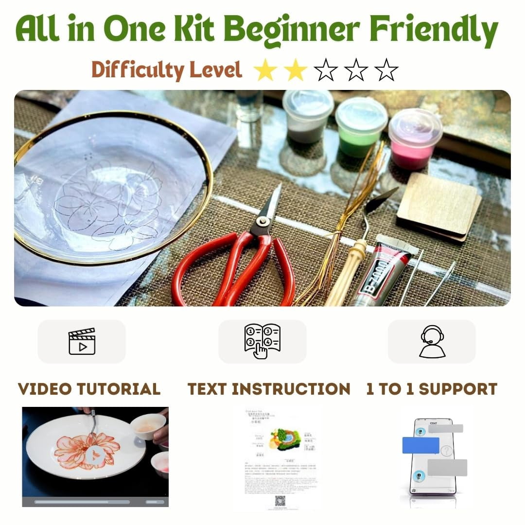Cloisonne Filigree Enamel Paint by Numbers Kit, All in One with Tools, DIY Craft, Starter Set for Adults and Beginners, Easy Instructions, Hobby for Adults Teens Elderly Handmade Home Decor Gifts