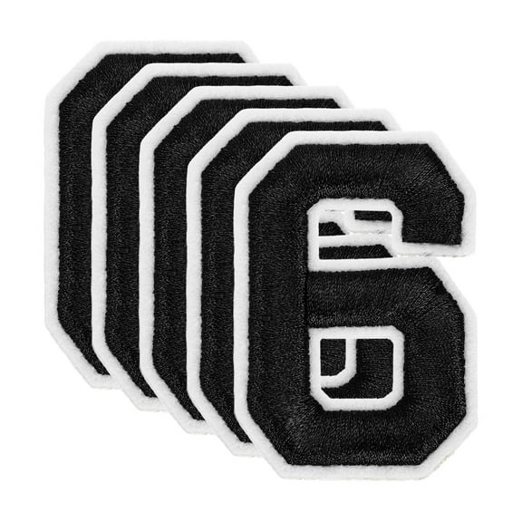 Uxcell 20 Pcs Number Patches 2.4" Height Number 6 Embroidered Decorative Repair Patches Iron/Sew On Embroidery Appliques for Decor Clothes Shoes Hats Backpacks DIY  Crafts, Black