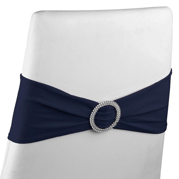 Navy Chair Sashes 50Pack Elastic Spandex Chair Cover Bands for