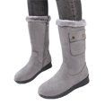 thumbnail image 4 of Willtoo Winter Boots for Women Side Zip Mid‑Calf Outdoor Walking Shoe, Pocket Decor Round Toe Wedge Snow Boots Warm Lined Non‑Slip Fashion Footwear, 4 of 5