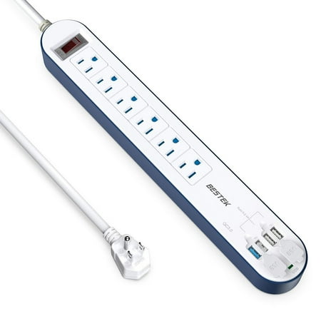 usb power 6ft surge 500j cords etl fcc protector bestek ports charging 5v charge outlet extension listed 6a duty heavy