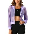 thumbnail image 1 of INSPIRE CHIC Ribbed Cuffs Jacket for Women Hoodie Mesh Bomber Jacket M Light Purple, 1 of 6