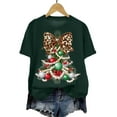 thumbnail image 6 of idosla Faux Glitter Green Floral Christmas Tree with Red Dots Bow Shirt for Women Teens and Girls (Dark Green, S), 6 of 6