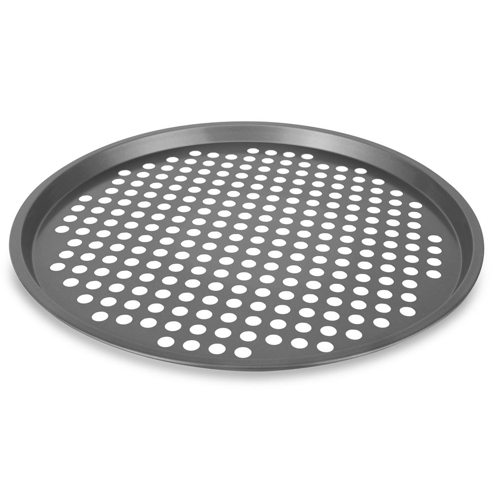 NutriChef 14” Non-Stick Pizza Pan, Gray Carbon Steel Commercial Grade Restaurant Quality Bakeware