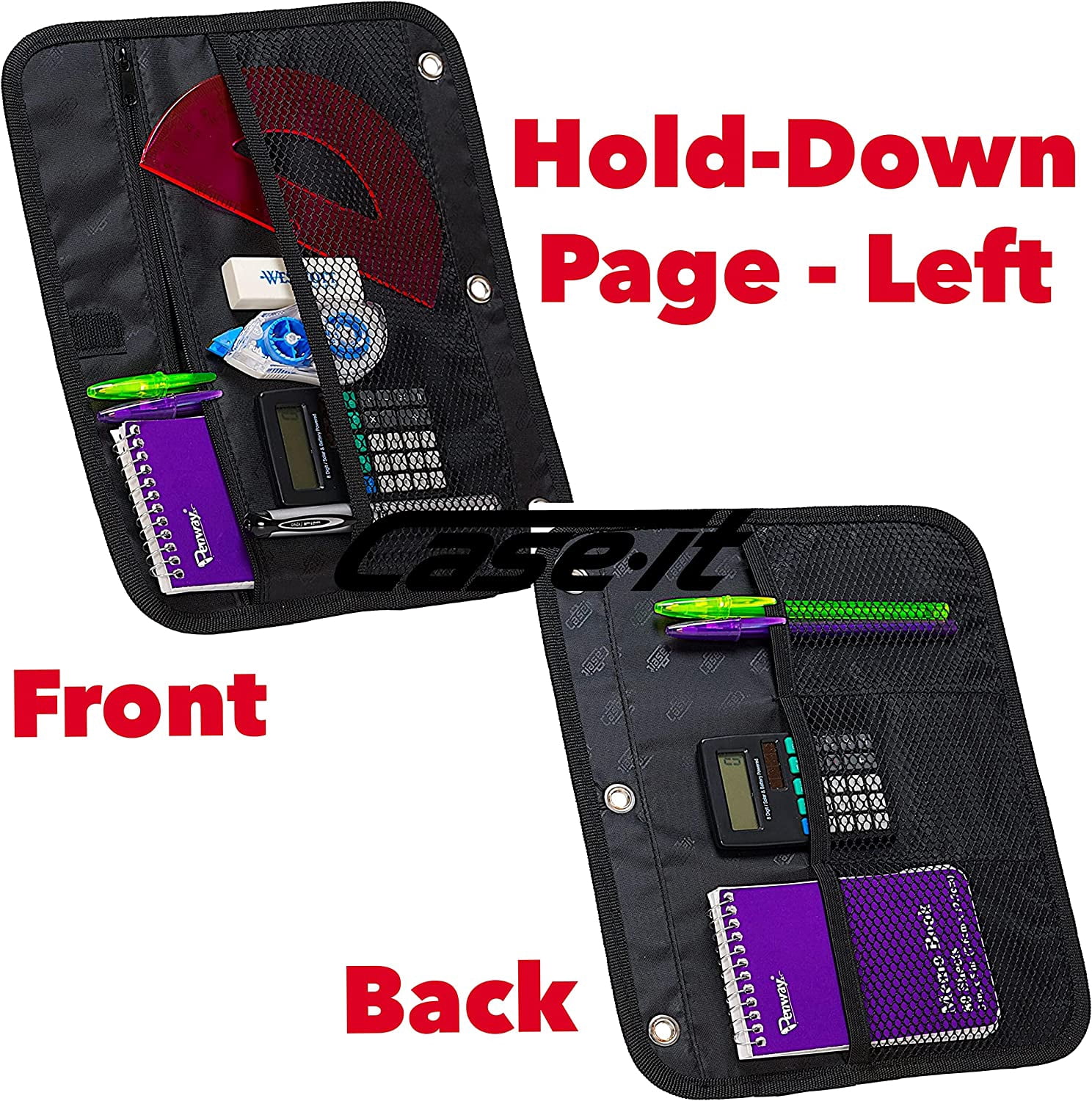 Case-it The Dual 2-in-1 Zipper Binder - Two 1.5 Inch D-Rings - Includes Pencil Pouch - Multiple Pockets - 600 Sheet Capacity - Comes with Shoulder Strap - Deep Purple Dual-101