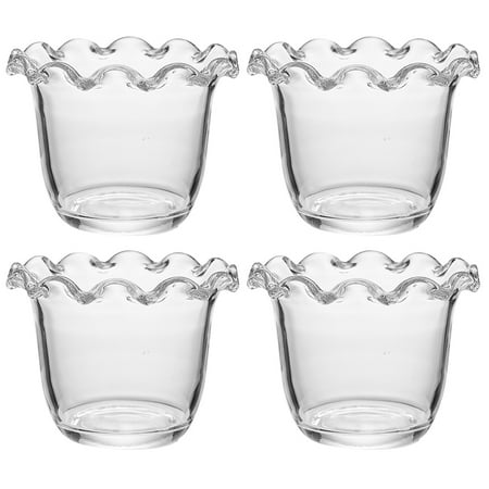 

4pcs Floral Edge Glass Bowls Flower Glass Bowl Salad Bowls Durable Salad Containers