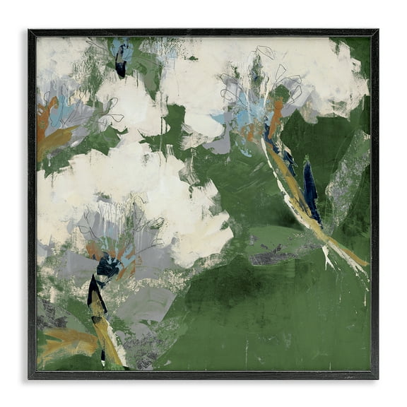 Stupell Industries Green & White Botanicals Plants & Flowers Painting Black Framed Art Print Wall Art, 12 x 12