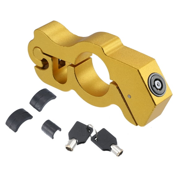 1 Set Motorcycle Lock Anti Theft Handlebar Grips Motorcycle Lock Aluminium Alloy Motorbike Lock with 2 Keys Gold Tone