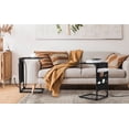 thumbnail image 2 of Set of 2 C Shaped Side Tables with Charging Station, Snack Side Table, Sofa C Table, Slide Under Sofa Table, for Living Room, Bedroom, Black, 2 of 5