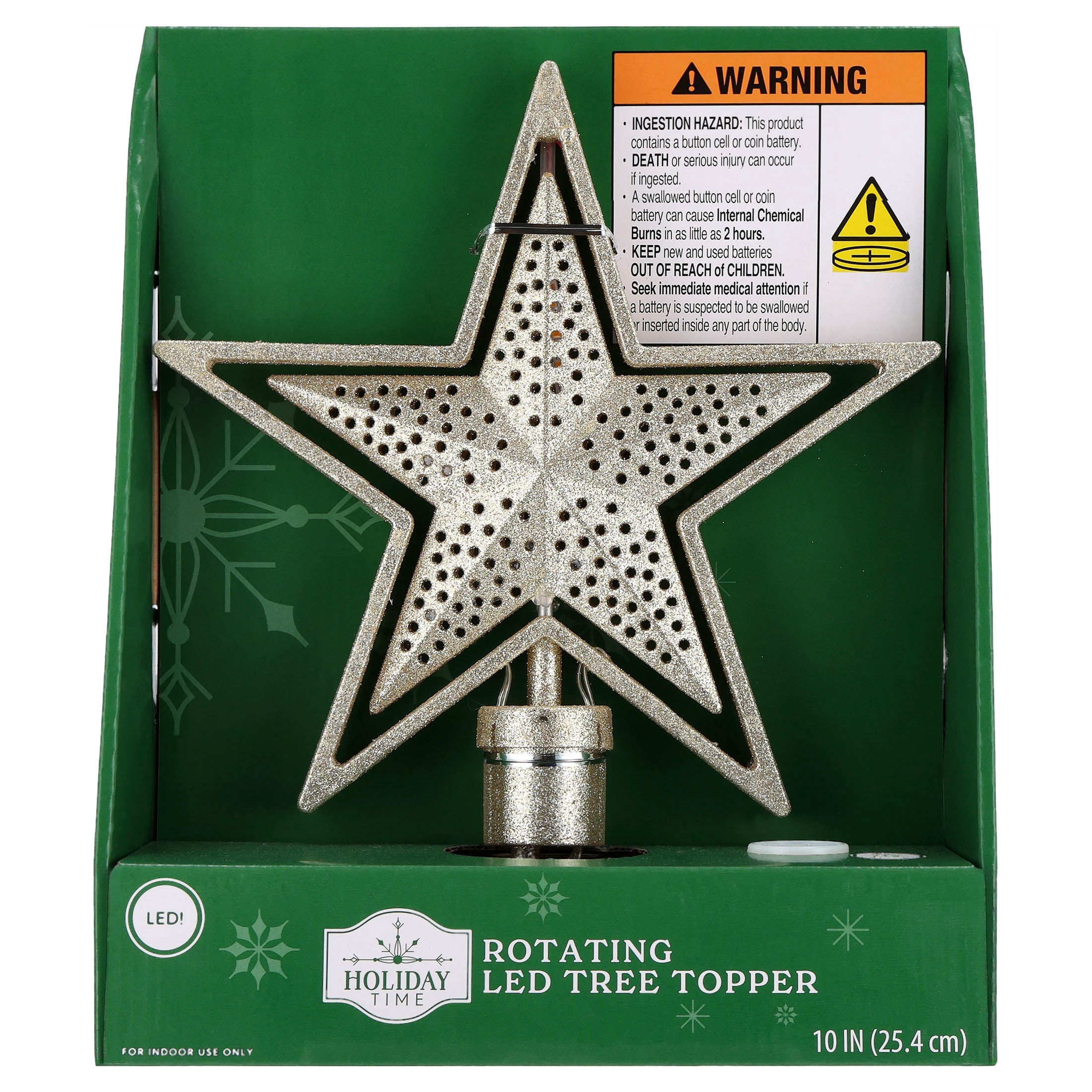Rotating LED Star Christmas Tree Topper, Champagne Gold, 10", by Holiday Time