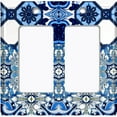 thumbnail image 6 of Metal Light Switch Plate Cover Elegant Blue Teal White Tile Pattern TIL016, 6 of 13