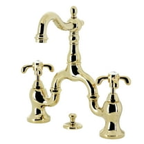 Kingston Brass KS7972TX French Country Bridge Bathroom Faucet with Brass Pop-up, Polished Brass