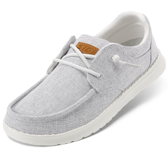STQ Women Slip on Canvas Shoes Arch Support Loafers for Plantar Fasciitis Relief Comfort Casual Lightweight Light Grey US 8