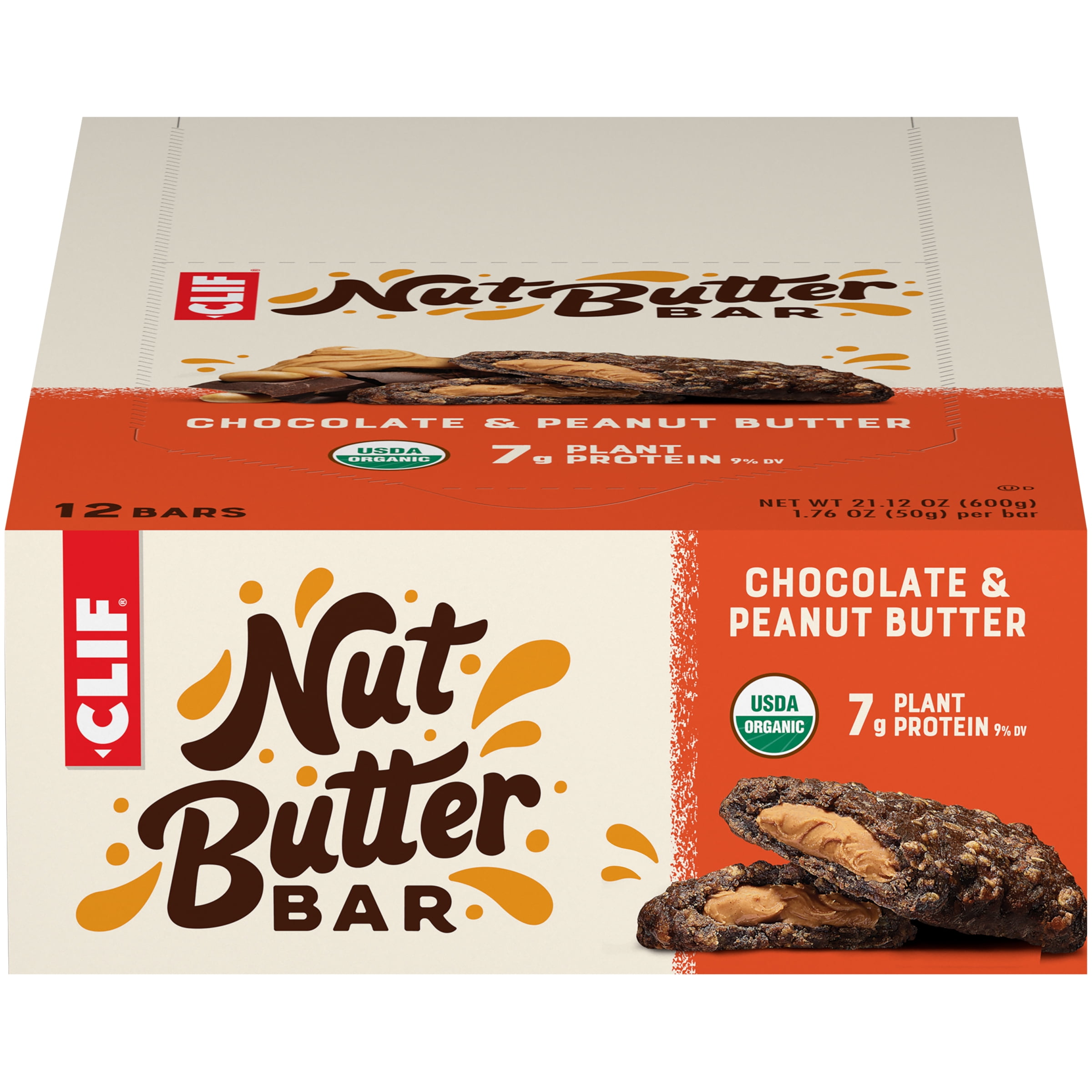 CLIF Nut Butter Bar, Organic Snack Bars, Chocolate Peanut Butter, 12 Ct