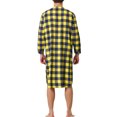 thumbnail image 3 of INSPIRE CHIC Plaid Nightshirt for Men's Loose Fit Henley Necklike Checked Sleep Gown Pajamas M Yellow Blue, 3 of 4