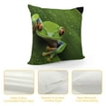 thumbnail image 4 of Shangniulu Animal Throw Pillow Cushion Cover, Red Eyed Tree Frog Hiding in Exotic Macro Leaf in Costa Rica Rainforest Tropical Nature, Decorative Square Accent Pillow Case, 4 of 5